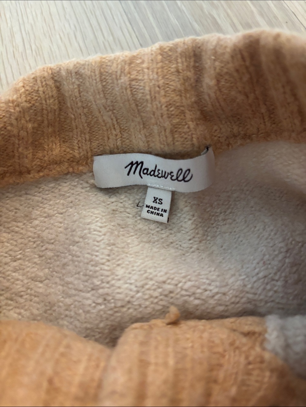Madewell Cream and Camel Two‑Tone Button Front Cardigan - Picture 2 of 3